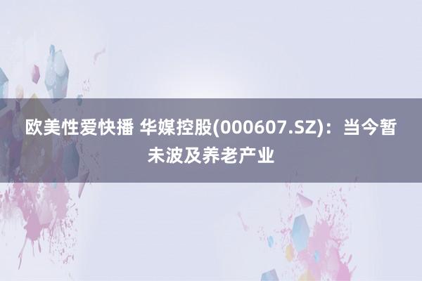 欧美性爱快播 华媒控股(000607.SZ)：当今暂未波及养老产业