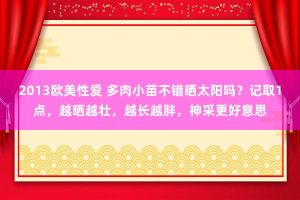 2013欧美性爱 多肉小苗不错晒太阳吗？记取1点，越晒越壮，越长越胖，神采更好意思