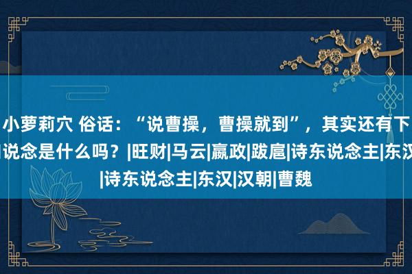 小萝莉穴 俗话：“说曹操，曹操就到”，其实还有下半句，你知说念是什么吗？|旺财|马云|嬴政|跋扈|诗东说念主|东汉|汉朝|曹魏