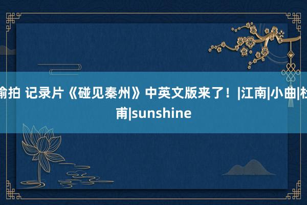 偷拍 记录片《碰见秦州》中英文版来了！|江南|小曲|杜甫|sunshine